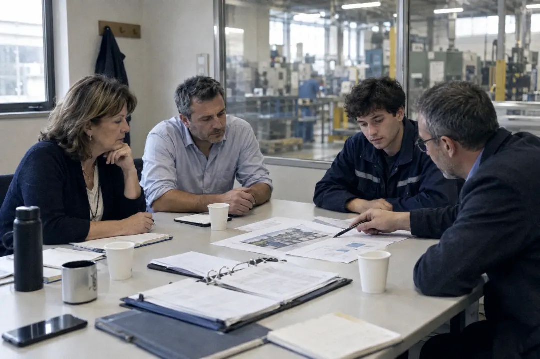 Una riunione di reparto attorno a un tavolo